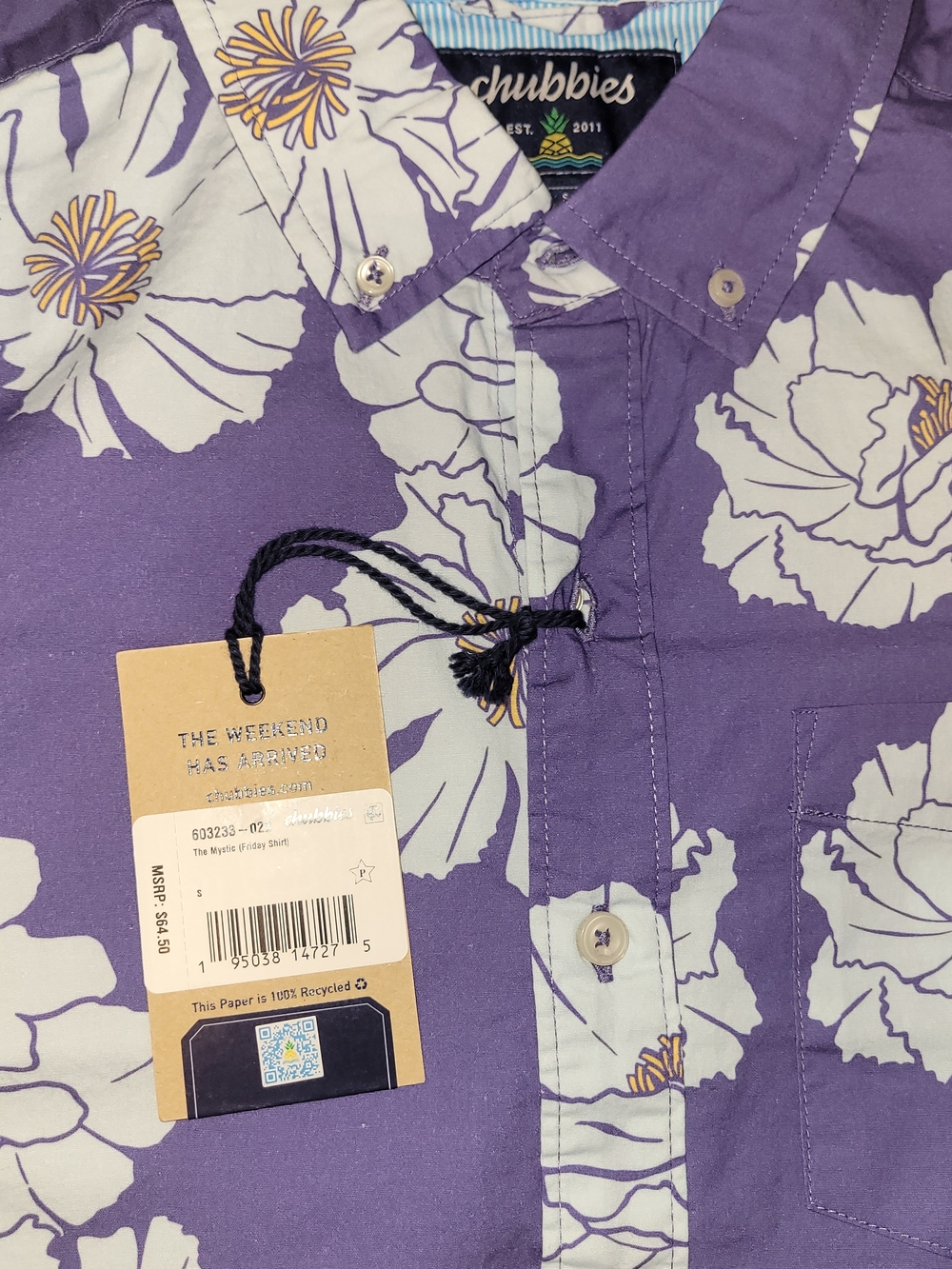 NWT chubbies The Mystic (Friday Shirt)